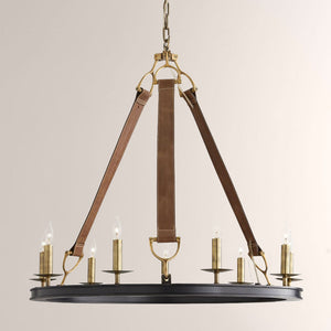 Cherton Round Leather Chandelier - view 2