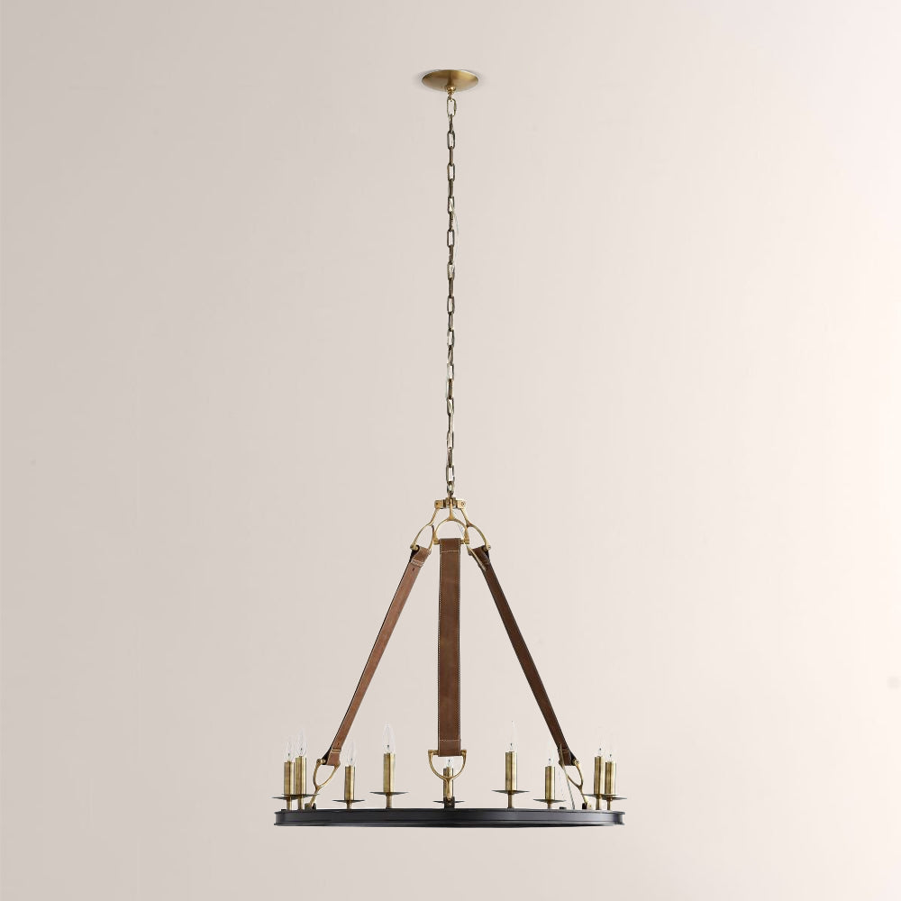 Cherton Round Leather Chandelier - view 3