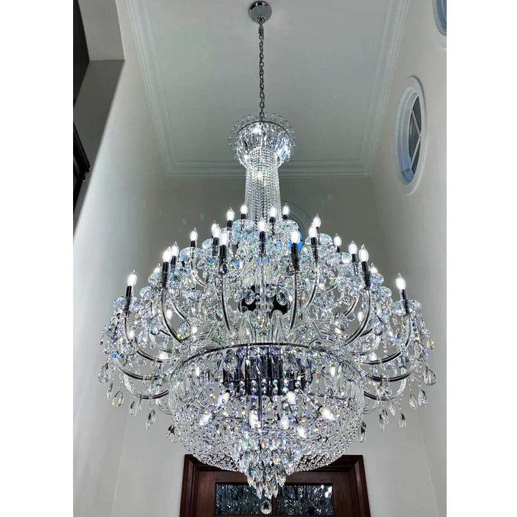Extra Large European-style Multi-layers Candle Luxury Crystal Chandelier Gold Art Foyer/Staircase Decorative Light Fixture - view 26