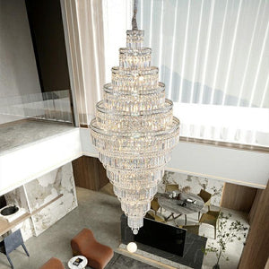 Chrome Huge D41.3"*H98.4"/ 54 Lights Crystal Chandelier for Foyer Staircase Living Room Entrance Ceiling Light Fixture In Silver
