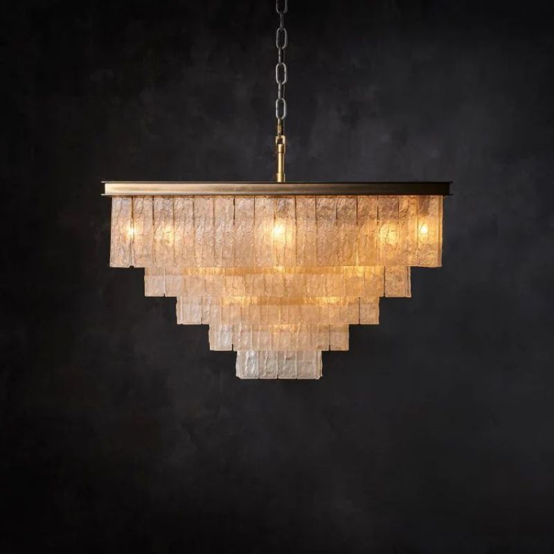 Elegant Glass Square Multi-layer Chandelier