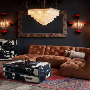 Elegant Glass Square Multi-layer Chandelier - view 3
