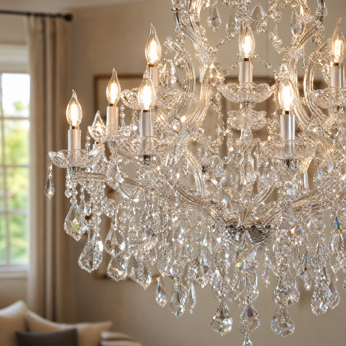 35.4" 24-Light Maria Theresa Crystal Chandelier - Silver - view 7