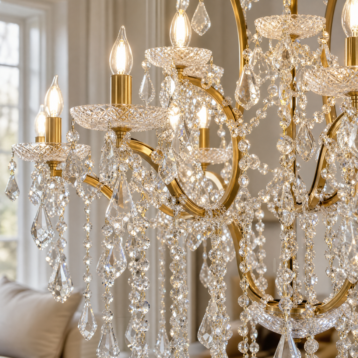 37.4" 24-Light Maria Theresa Crystal Chandelier - Gold - view 6