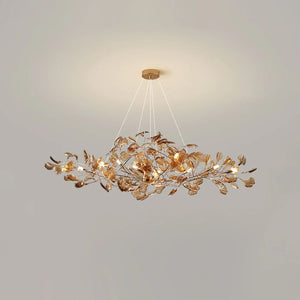 Colorful Glass Ginkgo Leaf Chandelier, brass - view 17
