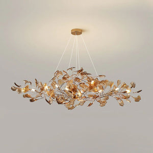 Colorful Glass Ginkgo Leaf Chandelier, brass - view 20