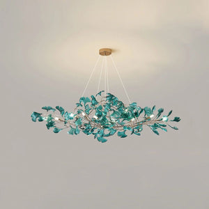 Colorful Glass Ginkgo Leaf Chandelier, brass - view 19
