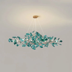 Colorful Glass Ginkgo Leaf Chandelier, brass - view 16