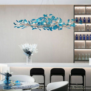 Colorful Glass Ginkgo Leaf Chandelier, brass - view 9