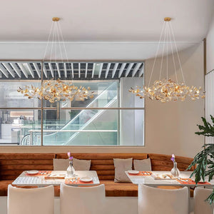 Colorful Glass Ginkgo Leaf Chandelier, brass - view 13