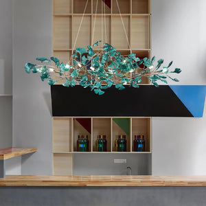 Colorful Glass Ginkgo Leaf Chandelier, brass - view 12