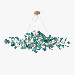 Colorful Glass Ginkgo Leaf Chandelier, brass - view 22