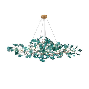 Colorful Glass Ginkgo Leaf Chandelier, brass - view 23