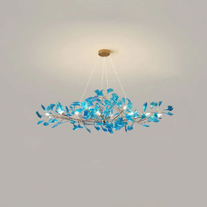 Colorful Glass Ginkgo Leaf Chandelier, brass - view 15