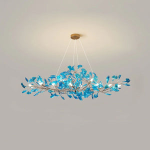 Colorful Glass Ginkgo Leaf Chandelier, brass - view 18