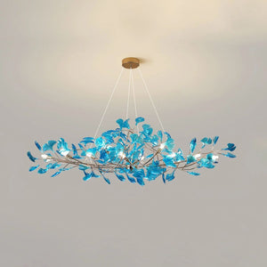 Colorful Glass Ginkgo Leaf Chandelier, brass - view 21