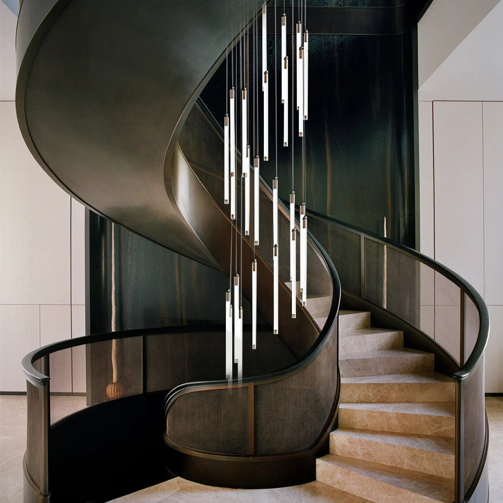 Contemporary Staircase Chandelier Spiral Tube Ceiling Light - view 4