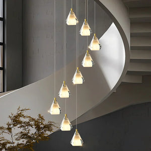Creative Crystal Shade Three Step Dimming Nordic Staircase Chandelier - view 6