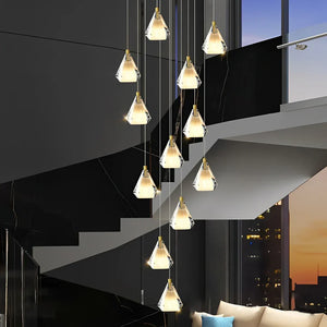 Creative Crystal Shade Three Step Dimming Nordic Staircase Chandelier - view 7