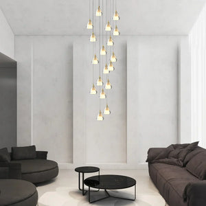 Creative Crystal Shade Three Step Dimming Nordic Staircase Chandelier - view 8