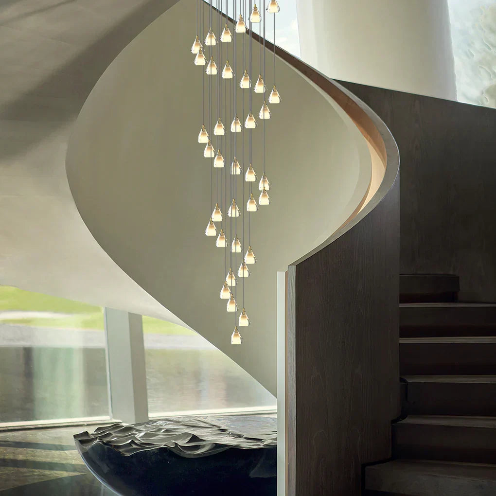 Creative Crystal Shade Three Step Dimming Nordic Staircase Chandelier - view 9