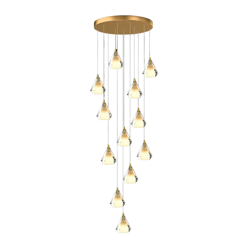 Creative Crystal Shade Three Step Dimming Nordic Staircase Chandelier - view 2