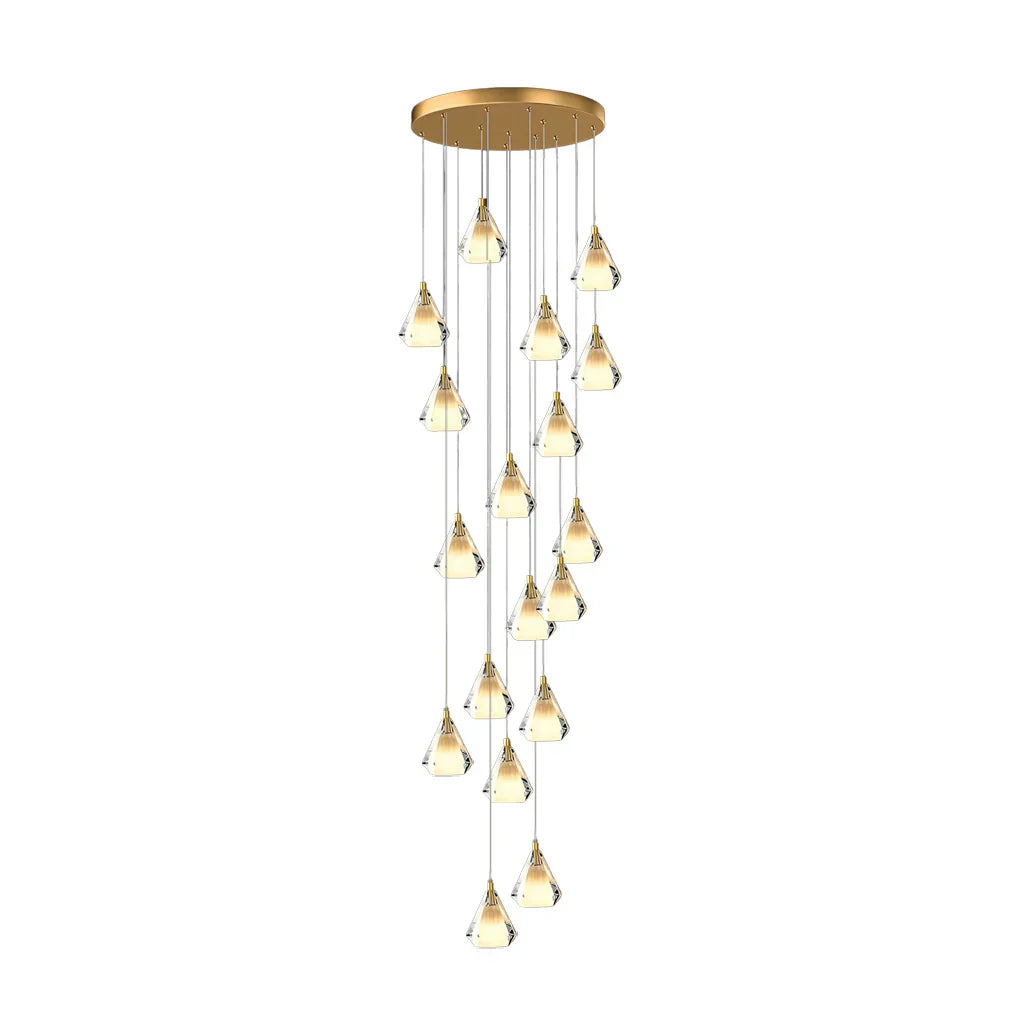 Creative Crystal Shade Three Step Dimming Nordic Staircase Chandelier - view 3
