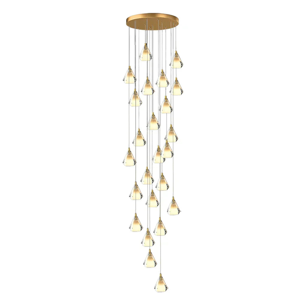 Creative Crystal Shade Three Step Dimming Nordic Staircase Chandelier - view 4