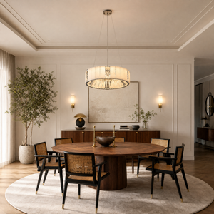 Cristallo Modern Alabaster Round Drum Chandelier