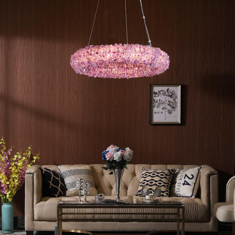 Purple Crystal Cluster Round Chandelier - view 3