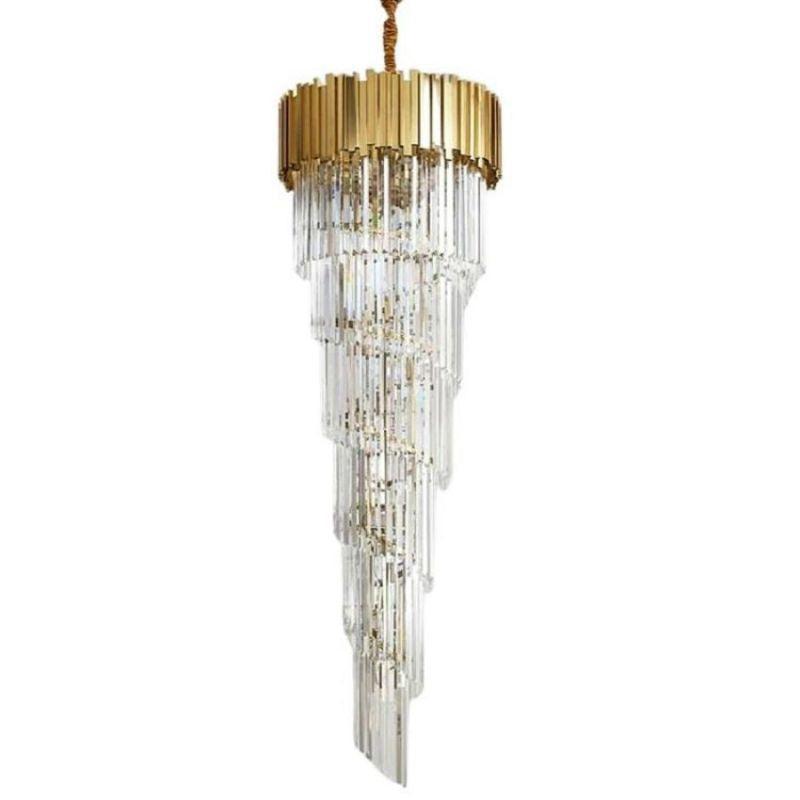 Bourbons Louis 2-Story Crystal Round Chandelier - Merlin Lamps