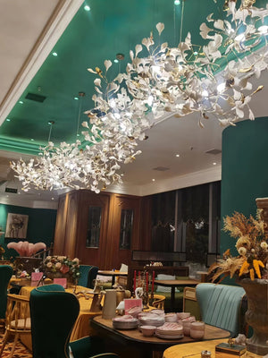 Gingko Leaves Ceramics Spiral Branch Chandelier - view 24