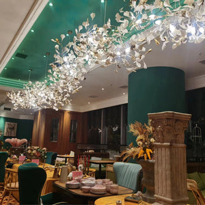 Gingko Leaves Ceramics Spiral Branch Chandelier - view 5