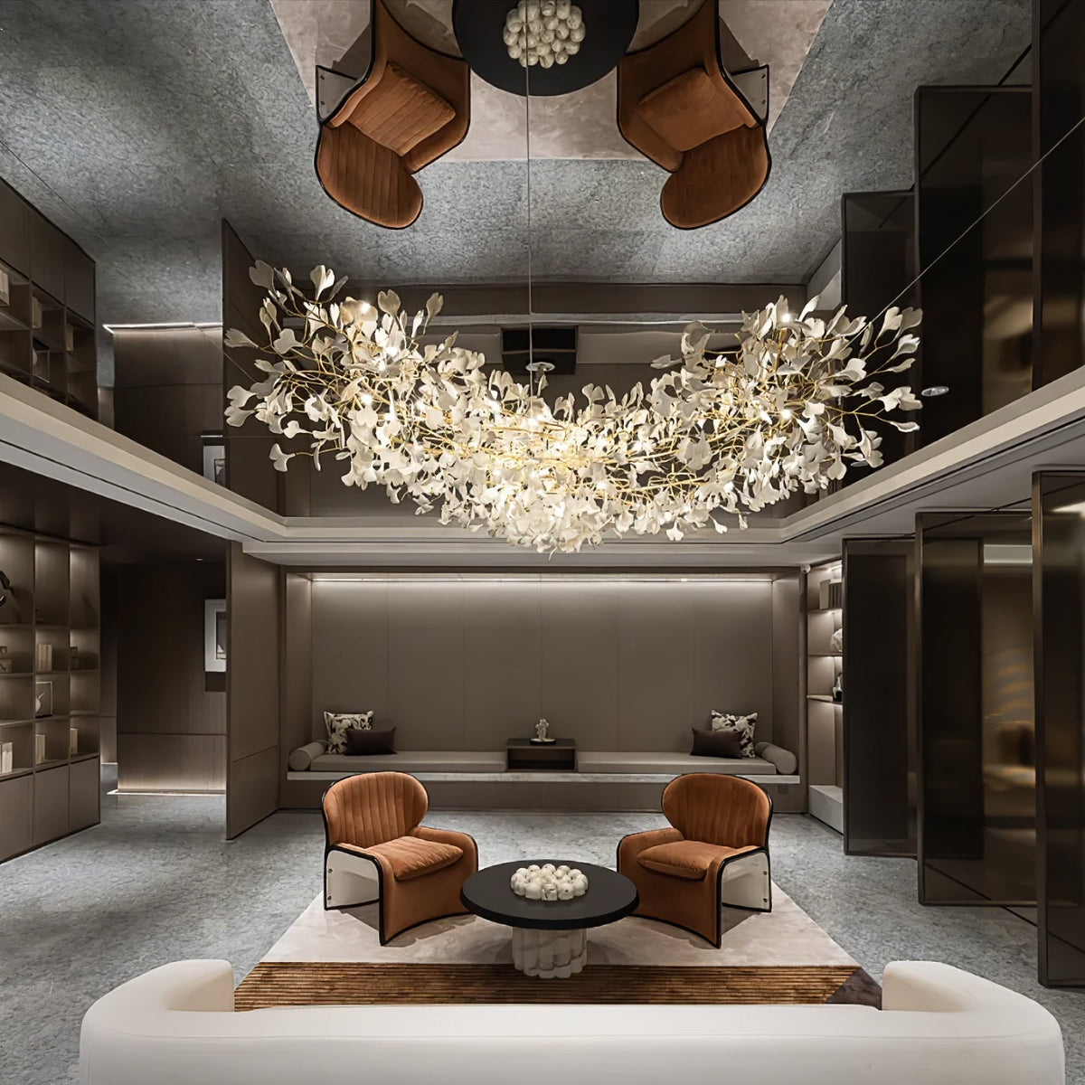 Gingko Leaves Ceramics Spiral Branch Chandelier - view 13