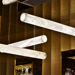 Cylindrical Alabaste Linear Chandelier - view 2