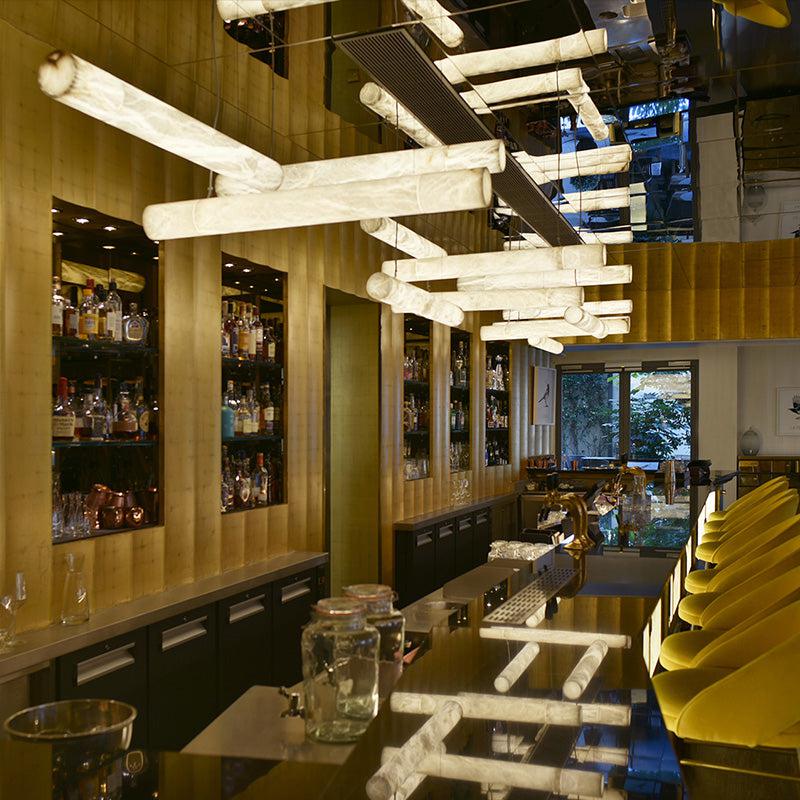 Cylindrical Alabaste Linear Chandelier - view 3