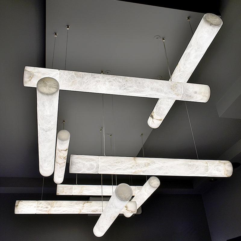 Cylindrical Alabaste Linear Chandelier - view 4