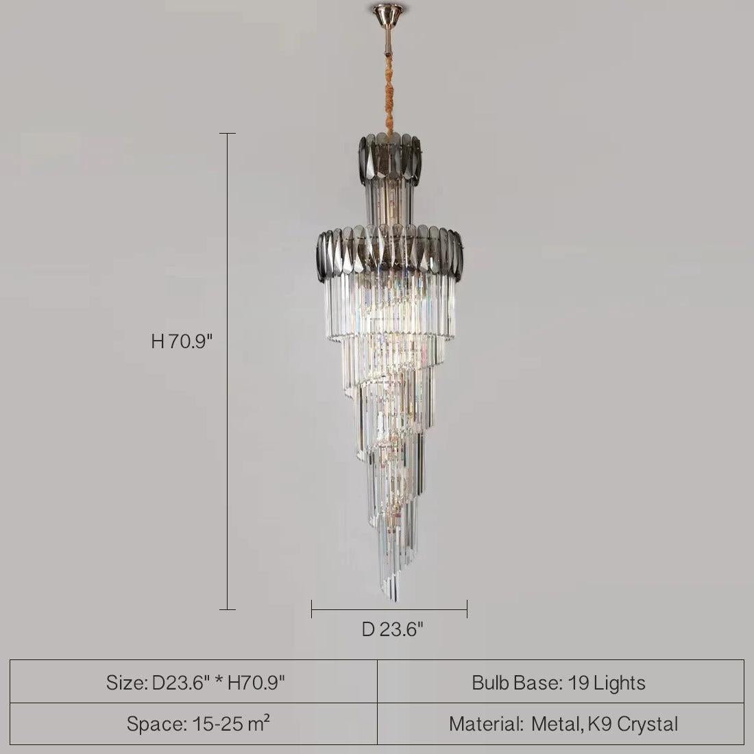 Luxury Extra Large Foyer Spiral Staircase Chandelier Long Crystal Ceiling Light Fixture For Living Room Hall Entrance - view 15