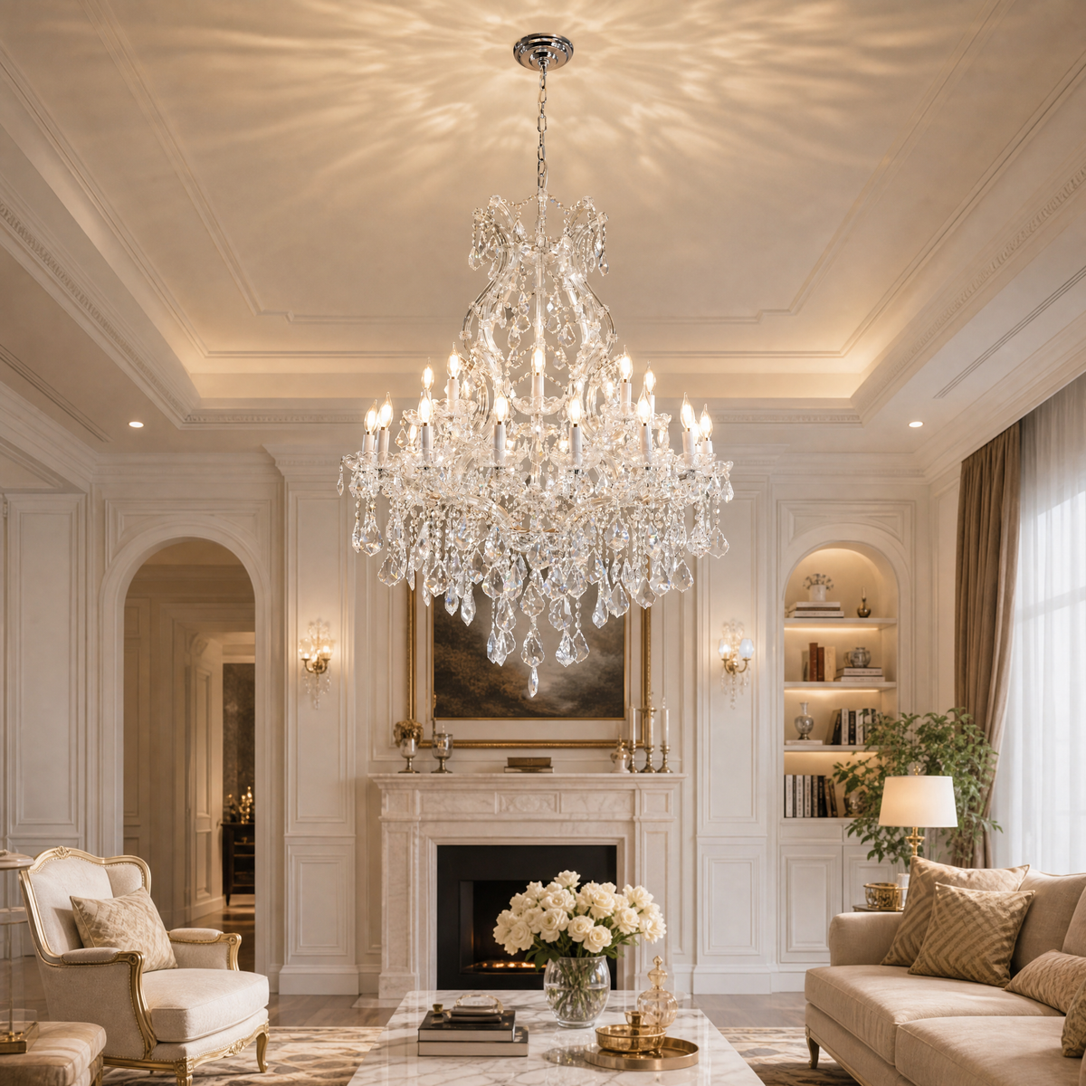 35.4" 24-Light Maria Theresa Crystal Chandelier - Silver - view 2