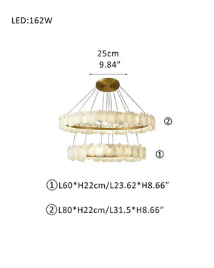 3-tiered stairwell chandeliers | irregular alabaster plate in disk ceiling with long cord, three-tier - view 11