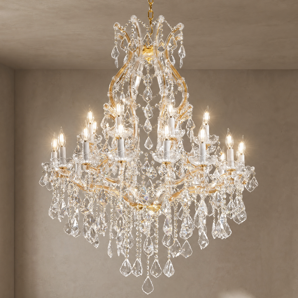 35.4" 24-Light Maria Theresa Crystal Chandelier - Gold - view 3
