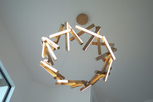 Modern Round/Linear Geometric Aluminum LED Chandelier for Dining Room/Bedroom - view 24