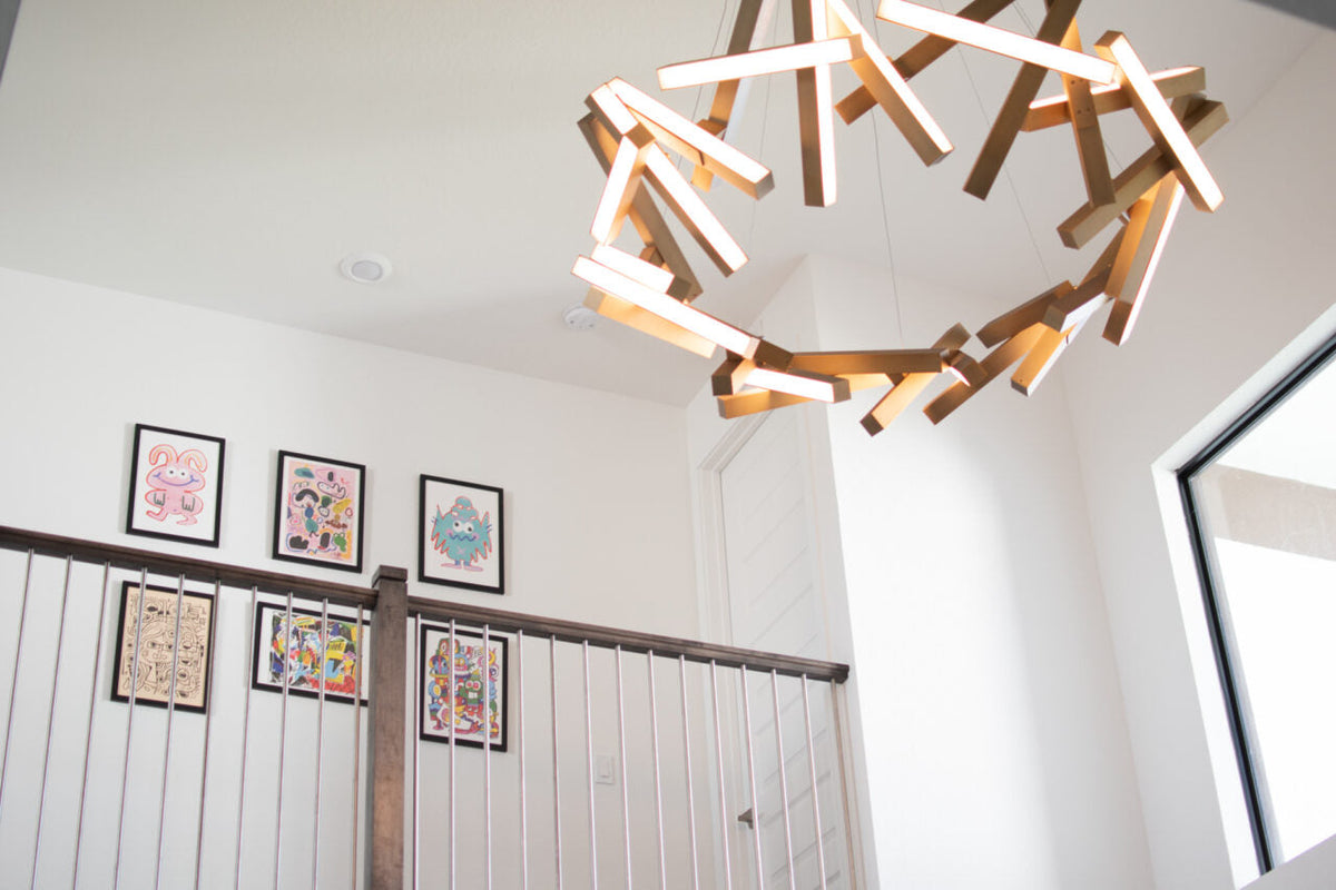Modern Round/Linear Geometric Aluminum LED Chandelier for Dining Room/Bedroom - view 25