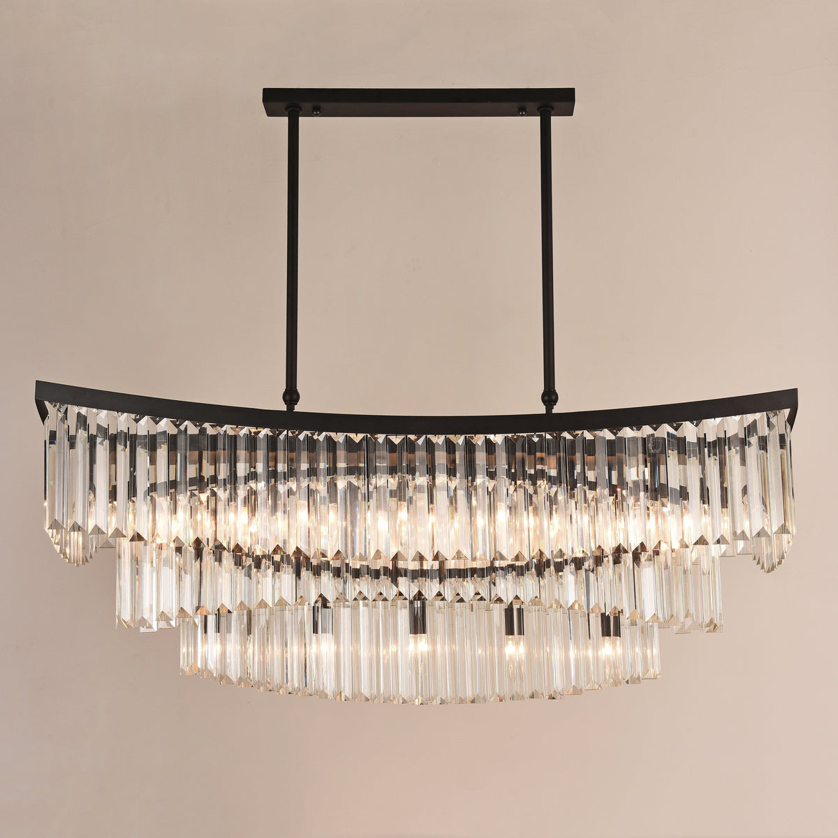 Rhea Rectangular Odeon Fringe Crystal Chandelier