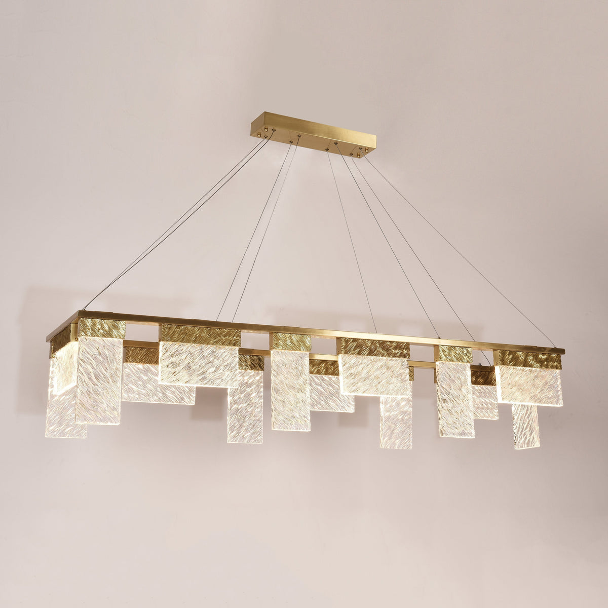 Aimee LED Rectangle Chandelier, crystal rectangular