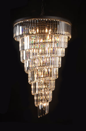 Extra Large Multi-Tiered  Spiral Crystal Chandelier In Black Finish - view 4