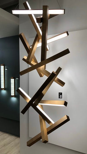 Modern Vertical Geometric Aluminum Chandelier for Staircase/Foyer/High-ceiling - view 4