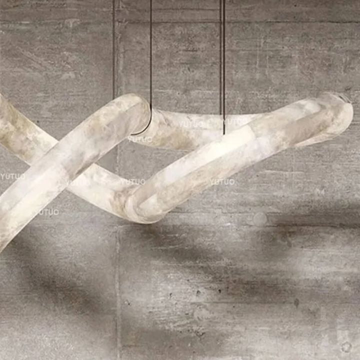 Designer Symmetrical Alabaster Pendant Chandelier - view 3