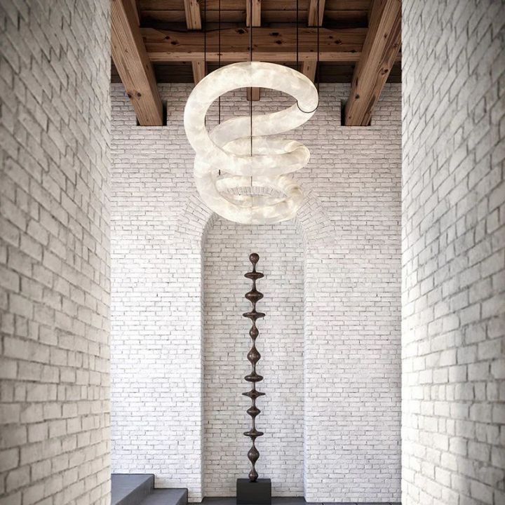 Designer Symmetrical Alabaster Pendant Chandelier - view 5