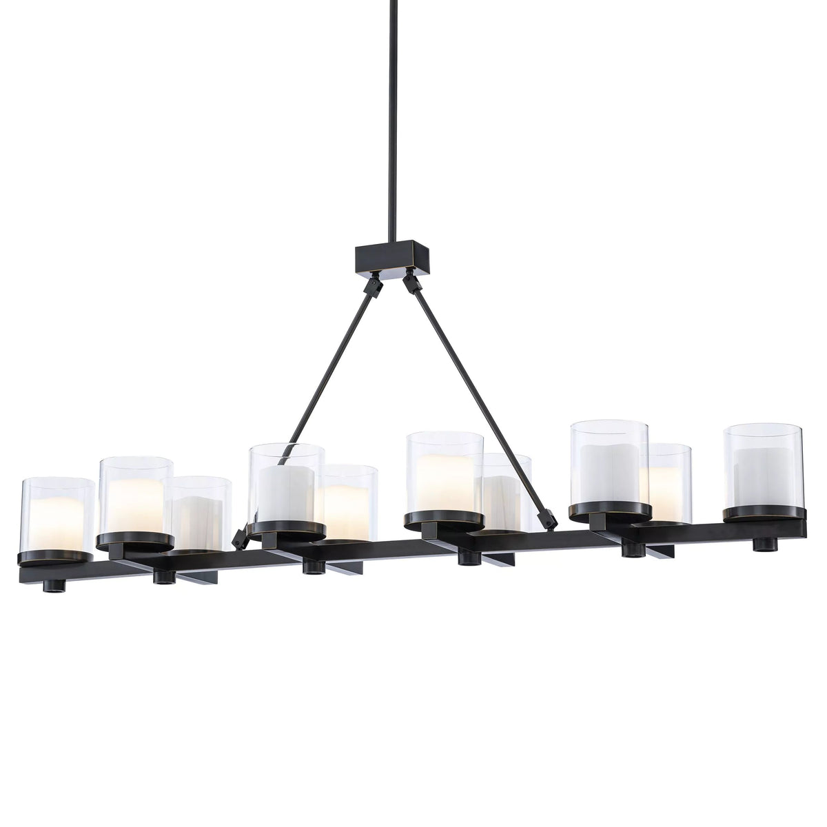 Sublime Modern Brass Chandelier (Antique Brass/Bronze Finish/Clear Glass) - view 7